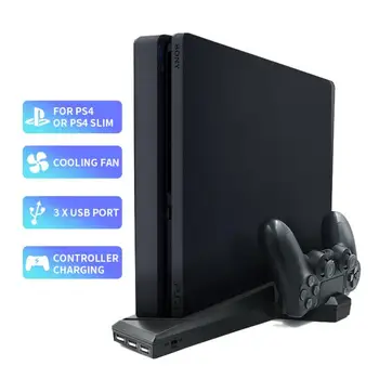 Pre PS4 Slim Zvislý Stojan s Chladiaci Ventilátor Dual Radič Nabíjačku Nabíjacej Stanice Pre SONY Playstation 4 Chladič