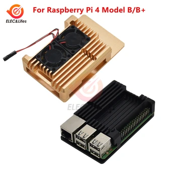 Pre Raspberry Pi 4 Model B /B+ Prípade CNC Hliníkový Rámček s Dual Chladiaci Ventilátor chladiča chladič