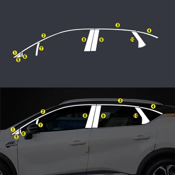 Pre Renault Captur 2019-Súčasnosť Auto Styling Auto Vonkajšie Okno Flitrami Dekorácie, Nálepky Rám, Kryt Automobily Príslušenstvo