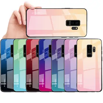 Pre Samsung Galaxy A6 Plus 2018 A7 2018 A750 Mäkké Silikónové Luxusné Gradient Tvrdeného Skla Telefón Prípade S8 S9 Plus Poznámka 8 9