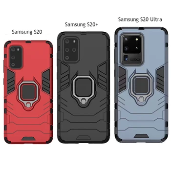 Pre Samsung Galaxy S20 Ultra S 20 Plus Prípade Brnenie PC Kryt Krúžok Držiak na Telefón puzdro Pre Samsung Note20 Poznámka 20 Ultra 5G Kryt