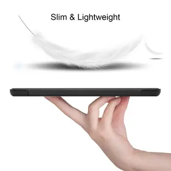 Pre Samsung Galaxy Tab A7 2020-T500 Kožené puzdro s Tromi-skladací Držiak & Sleep / Wake-up Func Custer Textúra Horizontálne Preklopenie