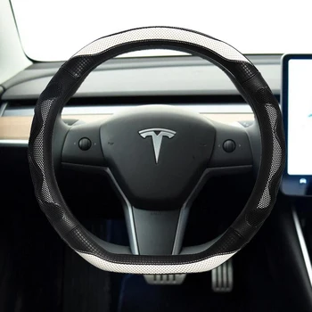 Pre Tesla Model 3 2017 2018 2019 2020 Auto Volant, Kryt Non-slip Mikro Vlákna, Kožené Auto interiérové Doplnky