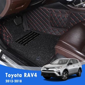 Pre Toyota RAV4 Rav 4 IV XA40 2018 2017 2016 2013 Luxusné Dvojvrstvové Drôtené Slučky Auto Podlahové Rohože Koberce Dash Nohy Podložky