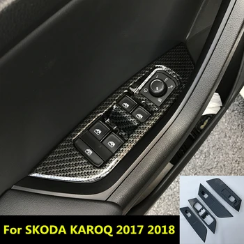 Pre Škoda Karoq 2017 2018 Vozidlo, do Okna Nastavte Prepínač Výťah, Panel Kryt Výbava Obloha Rám Auto Nálepky, Auto Styling príslušenstvo 4pcs