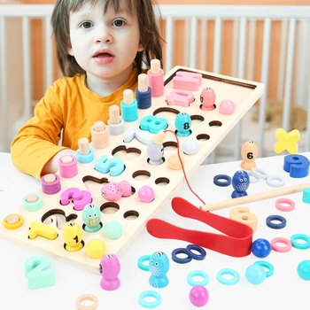 Predškolského Drevené Montessori Hračky Počítať Klip Korálky Magnetické Rybárske Hry Dieťa Raného Vzdelávania Učebné Pomôcky Matematické Hračka Pre Deti,