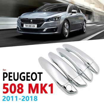 Prehliadač Chrome spracovávať Kryt Výbava pre Peugeot 508 508SW SW MK1 2011~2018 Auto Príslušenstvo Nálepky Styling 2012 2013 2016 2017