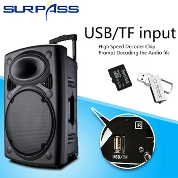 Prenosné Bass Reproduktor Bluetooth Subwoofer 12 palcový Vonkajšie Nepremokavé Vozíka Reproduktora Zvuk Hudby Systém zapnutý Reproduktor, FM Rádio