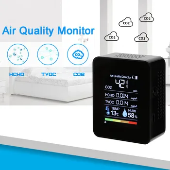 Prenosné CO2 Detektor Kvality Ovzdušia Detektor Inteligentné TVOC HCHO Detektor Teplota A Vlhkosť Tester Oxidu Uhličitého Monitor