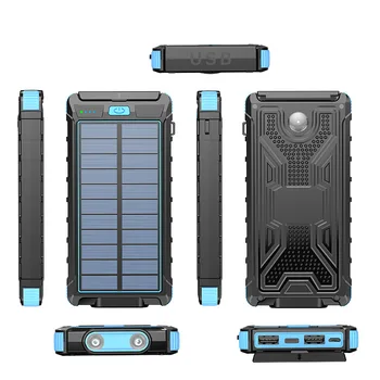 Prenosné Nabíjačky, Solárne Powerbank 20000mAh Pre iPhone 11 Samsung S20 Xiao Power Bank Poverbank s Camping Baterku, Kompas