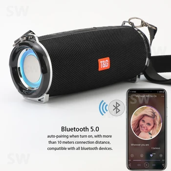Prenosné Reproduktory Bluetooth Stĺpec Bezdrôtové Bluetooth Reproduktor Silný Vysoké BoomBox Vonkajšie Basy HIFI TF FM Rádio s LED Svetlom