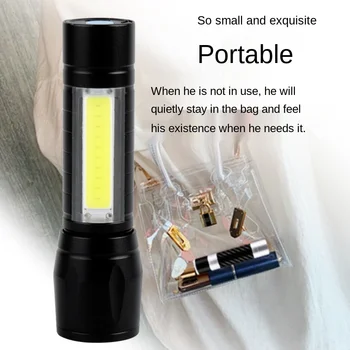 Prenosné Silné Svetlo Blesku USB Nabíjateľné Nepremokavé Zoom Silné Svetlo Vonkajšie Osvetlenie LED Baterka