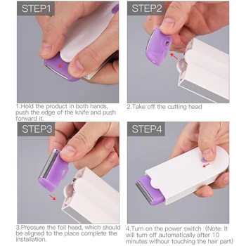 Prenosné USB Nabíjateľné Okamžité Modré Svetlo Holenie Elektrickým Hladký na Dotyk Odstránenie Chĺpkov Bezpečnosti Nohu, Rameno Britva Nástroj s Box