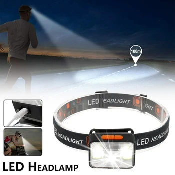 Prenosné XPE+COB LED Reflektor Svetlomet USB Nabíjateľné Camping Vedúci Svetlo LED Rybárske Svetlomety Baterka Pochodeň Vedúci svetlo