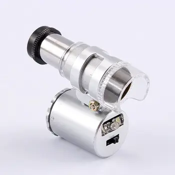 Prenosný Mini 60X Mikroskop Mikroskop Šperky zväčšovacie sklo Multifunkčná S UV Svetlo Vrecku Lupy