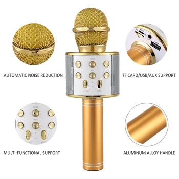 Prenosný Ručný mikrofón Karaoke Bezdrôtové Bluetooth Mikrofón Reproduktor pre vnútorné Strany Detí reči Stretnutie Mic Microphoes