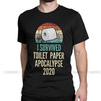Prežil Som Toaletný Papier Apokalypsa 2020 T Shirt Mužov Bavlna T-Shirts Sarkastický Prežil Zostať Doma Tričká Krátky Rukáv Top Plus Veľkosť