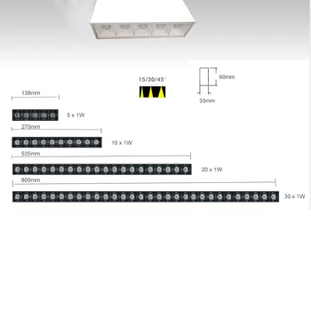 Priama Inštalácia Biely Reflektor 5W 10W 20W 30W Lineárne Stropné Svietidlá Povrchovú montáž Bodové Svetlo Lampy