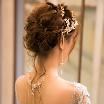 Prietok tassle zlatých hviezd klip barrette nevesta svadobné doplnky do vlasov vlasy dekorácie ženy