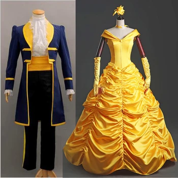 Princ adam kostýmy kráska a zviera kostým pre dospelých Mužov cosplay halloween kostýmy pre Ženy Princezná Belle maškarný