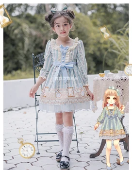 Princess tea party sladké lolita deti zdobiť retro čipky bowknot roztomilý tlač viktoriánskej dieťa šaty kawaii dievča lolita cos