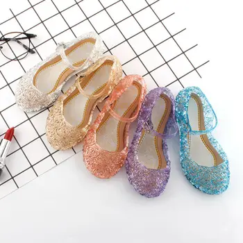 Princezná Crystal PVC Sandále pre Dievča Transparentné Jelly s Klin Pláži Dovolenku Cosplay Karneval Princ Strany obuv obuv