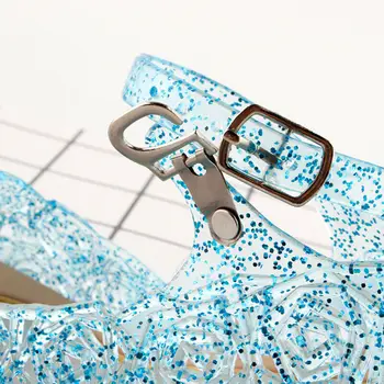 Princezná Crystal PVC Sandále pre Dievča Transparentné Jelly s Klin Pláži Dovolenku Cosplay Karneval Princ Strany obuv obuv