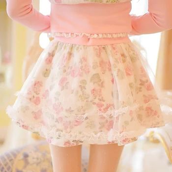 Princezná sladké lolita biely kvet, sukne Candy dážď grenadine bublina sukne tlač Luk dekorácie Japonský dizajn C16CD5847