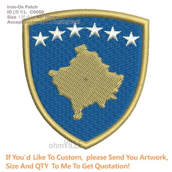 Prispôsobený erbom Kosove Žehlička na Škvrny Na Oblečení Nášivka 3D Výšivky Bordados Eco-Friendly Vyšívané Logo