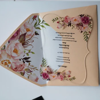 Prispôsobený farebné kvetinové akryl karty,svadby, narodeniny, party pozvánky