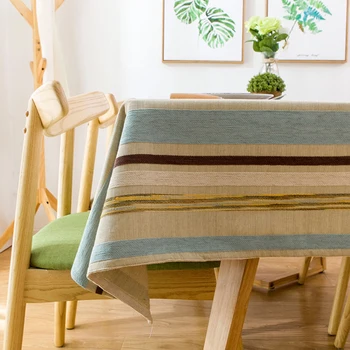 Prispôsobený Nordic Štýl priečne pruhované Bavlnená posteľná Bielizeň Obrus,Moderné Obdĺžnik Tabuľka Kryt pre Jedálenský Stôl Dekorácie Stola