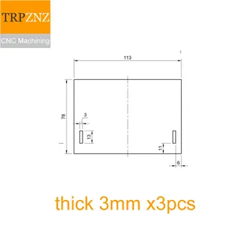 Prispôsobený produkt,plexisklo dosky Laser presné rezanie,113x78mm , 3 mm hrubé , s 2 otvory , 3ks