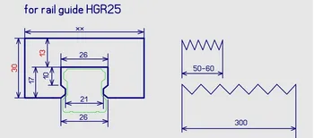 Prispôsobený protiprachový kryt pre HGR25 lineárne minimálna dĺžka 50-60 mm, dĺžka 300 mm
