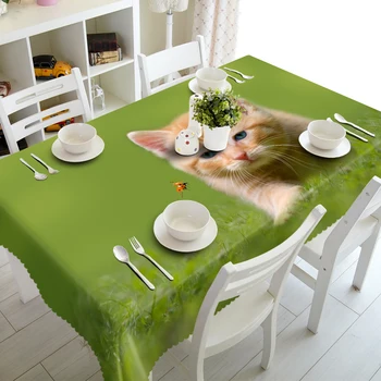 Prispôsobiteľné 3d Okrúhly Obrus na Sebe Garland mačiatko Mačka Vzor Zahustiť Polyester Obdĺžnikový Stôl handričkou bytový textil