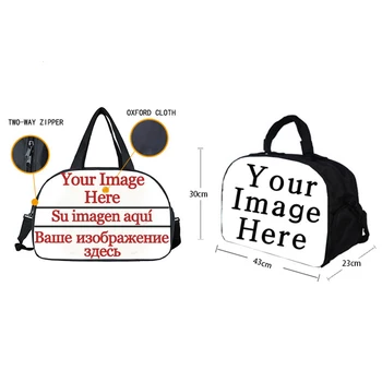 Prispôsobiť Svoj Obrázok, Logo Cestovná Taška Ženy Kabelka, Multifunkčný Veľké Duffle Tašky, Topánky Držiteľ Cartoon Víkend Taška
