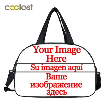 Prispôsobiť Svoj Obrázok, Logo Cestovná Taška Ženy Kabelka, Multifunkčný Veľké Duffle Tašky, Topánky Držiteľ Cartoon Víkend Taška