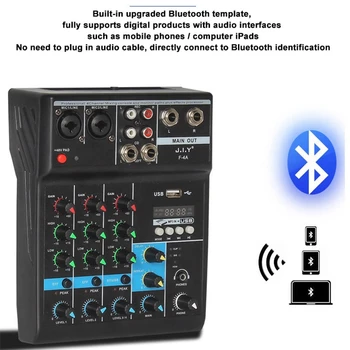 Profesionálne 4 Kanál bluetooth Audio Mixer Miešanie DJ Konzola s Reverb Efekt pre Domáce Karaoke USB Fáze Karaoke KTV