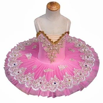 Profesionálne Balet Tutu Labutie Jazero Ružová Tanečných Kostýmov, Vyšívané Čipky Dievčatá Klasický Balet Tutu Trikot Baletné Šaty Pre Deti