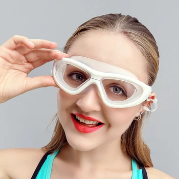 Profesionálne diopter Plávanie Okuliare Krátkozrakosť, Anti-fog Silikónové Nepremokavé optické Sklá S Earplug Muži Ženy plávanie okuliare