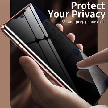 Proti Oslneniu Magnetické Puzdro Pre Samsung Galaxy Note 20 Ultra S20 Plus Coque Privacy Screen Sklenený Kryt Kovový Nárazník A51 A71 Prípade