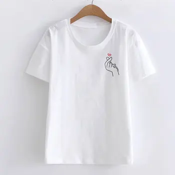 Prst Ako Lásku Tlač Ženy Tričko Street Fashion Slim Letné Biele Tričko Ženy Bežné Štíhle Ženy, Topy T-Shirt Plus Veľkosť S-XL