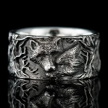 Prstene na prstoch Retro tvorivosti Cool štýl vlk vzor zliatiny univerzálny krúžok strane šperky gotický prstene pre mužov a ženy