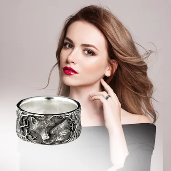Prstene na prstoch Retro tvorivosti Cool štýl vlk vzor zliatiny univerzálny krúžok strane šperky gotický prstene pre mužov a ženy