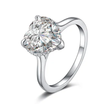 Prstene pre ženy, Skutočné 925 Silver 4 ct v tvare Srdca krúžok 5A CZ Prst Prstene pre Ženy Výročie Svadby QYI Šperky