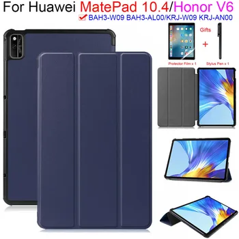 Prípad tabletu Pre Huawei MatePad 10.4 prípade BAH3-W09 BAH3-AL00 Slim PU Kožené Tri-Fold Folio Stand Kryt Chránič Shell+Film+Pero