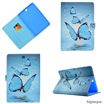 Prípad tabletu Samsung Galaxy Tab 9,7 SM-T555 T550 Smart Case 3D Tlač PU Kože Flip Stojan Tabletu Coque Pre SM-T550 T555