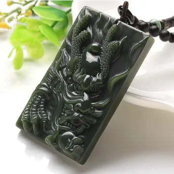 Prírodné Hetian Jade Dragon Náhrdelník Prívesok Charm Bižutéria Módne Doplnky, Ručne Vyrezávané muž a žena Šťastie, Amulet Darčeky P6