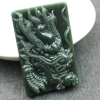 Prírodné Hetian Jade Dragon Náhrdelník Prívesok Charm Bižutéria Módne Doplnky, Ručne Vyrezávané muž a žena Šťastie, Amulet Darčeky P6