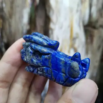 Prírodné Lapis Lazuli ručne vyrezávané dragon lebky crystal reiki liečenie