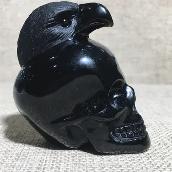 Prírodné lebkou obsidian kremeň Kamene svadobné domáce dekorácie čakier liečba Halloween DIY darček Reiki lebky eagle